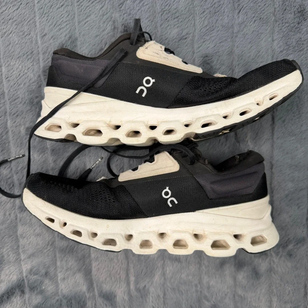 On Cloudmonster Womens Running Shoes Black White 3WD30121157 US 8